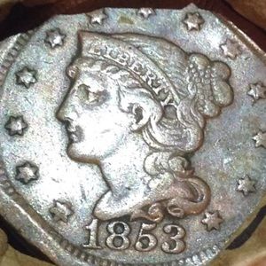 XF 1853 End- Unsearched Large Cents Bank Roll